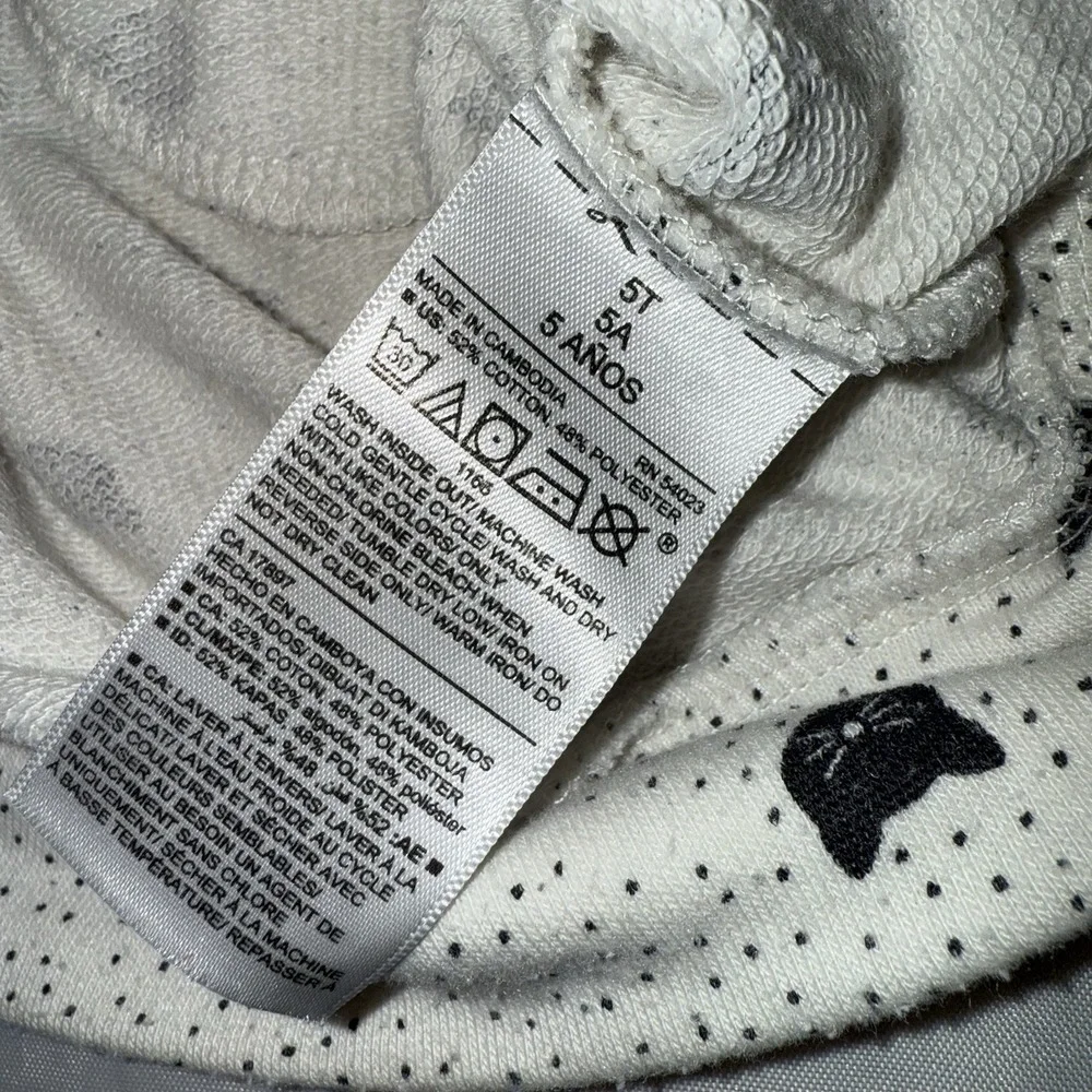 Old Navy Black White Kitty Cats Sweatshirt Dress W/Zippers‎ Girls 5T